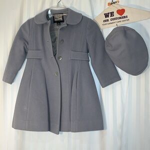 Girls Light Blue/Gray Rothschild Dress Coat with Matching Hat